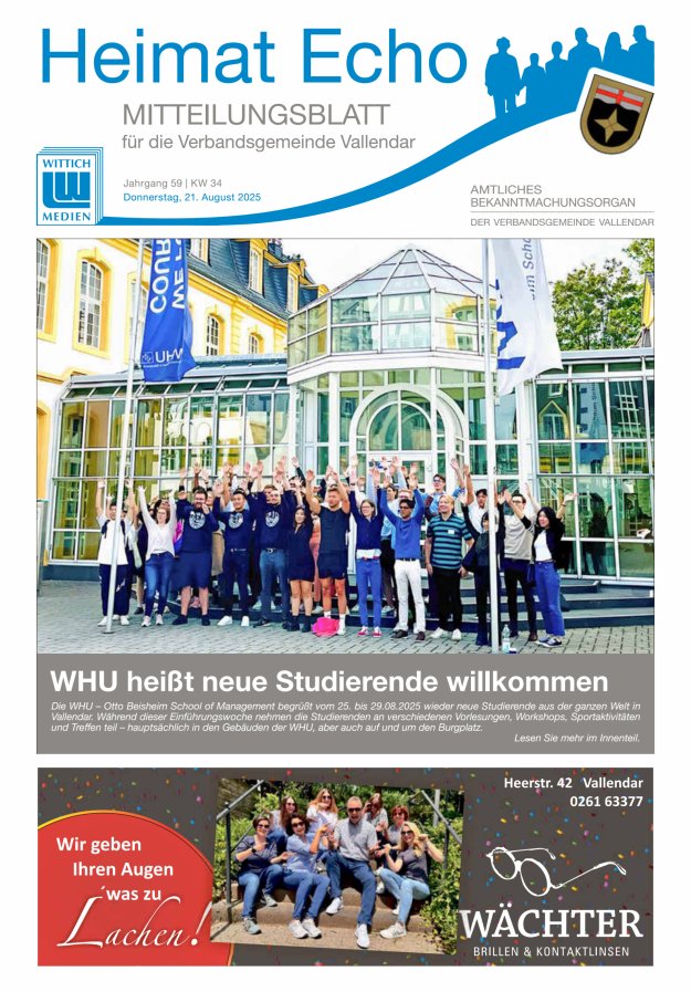 Heimat-Echo - Heimat- und Bürgerzeitung Verbandsgemeinde Vallendar Titelblatt 34/2025