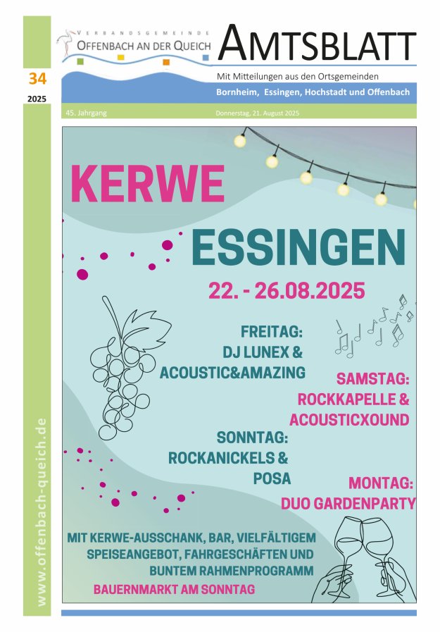 Amtsblatt VG Offenbach an der Queich Titelblatt 34/2025