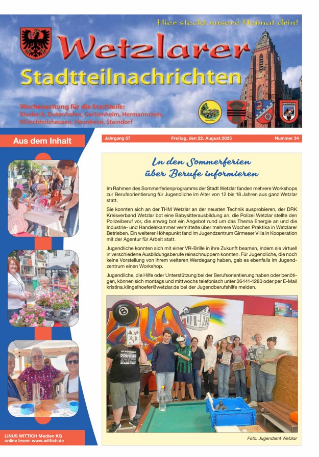 Wetzlarer Stadtteilnachrichten Titelblatt 34/2025