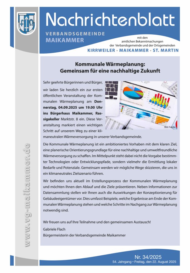Nachrichtenblatt VG Maikammer Titelblatt 34/2025