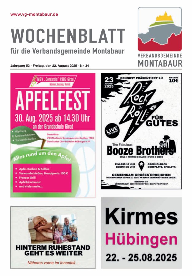 Wochenblatt der Verbandsgemeinde Montabaur Titelblatt 34/2025