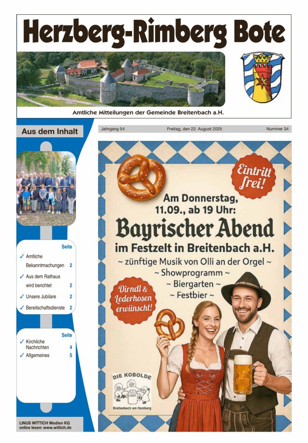 Herzberg-Rimberg Bote Titelblatt 34/2025