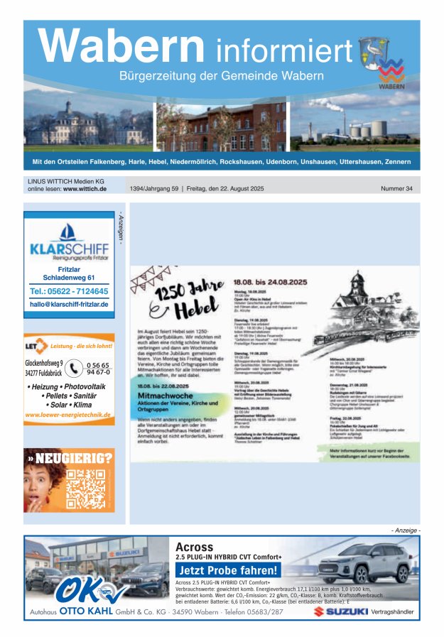 Wabern informiert Titelblatt 34/2025