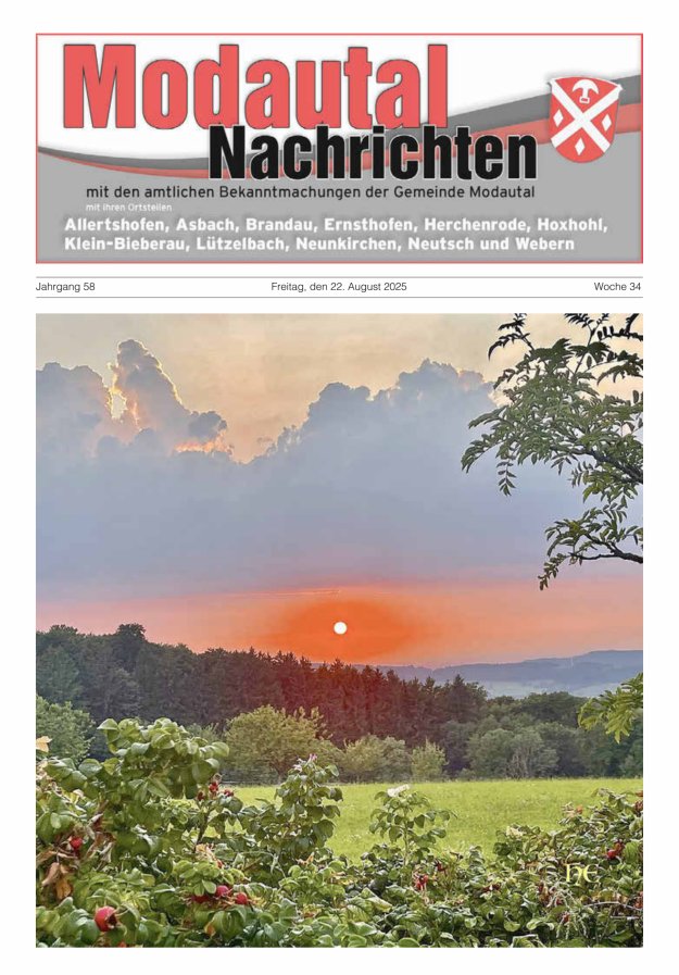 Modautal-Nachrichten Titelblatt 34/2025