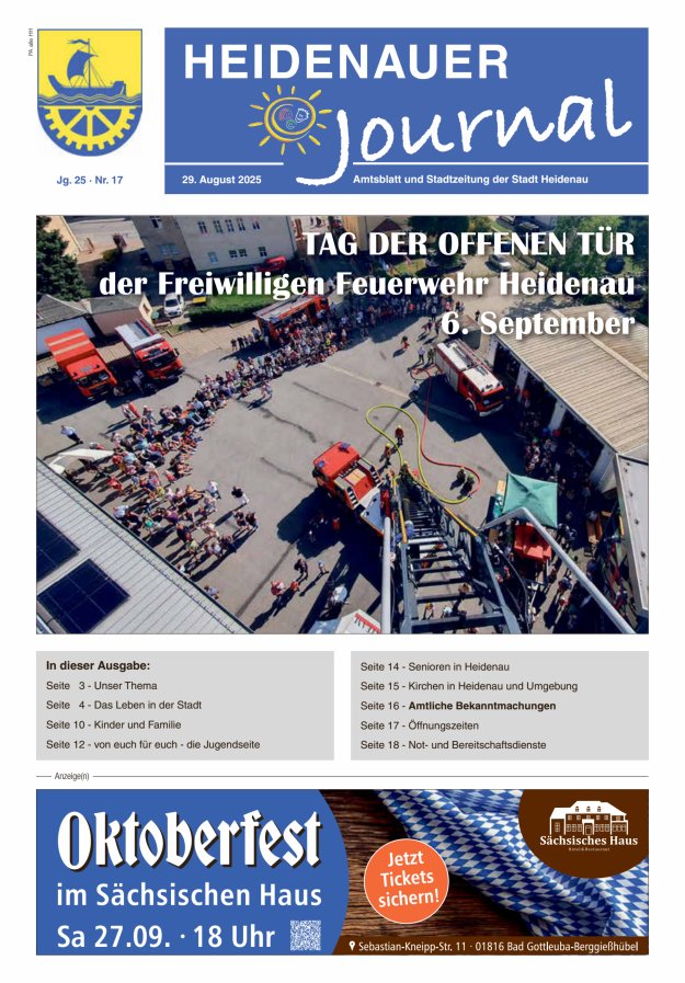 Heidenauer Journal - Amtsblatt und Stadtzeitung der Stadt Heidenau Titelblatt 17/2025