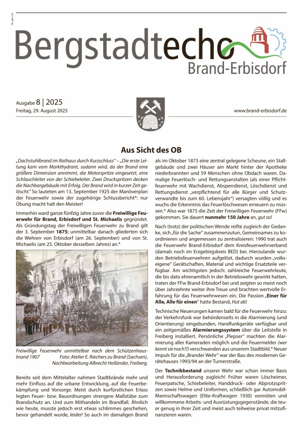Bergstadtecho Brand-Erbisdorf Titelblatt 08/2025