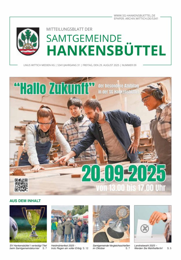 Mitteilungsblatt der Samtgemeinde Hankensbüttel Titelblatt 09/2025