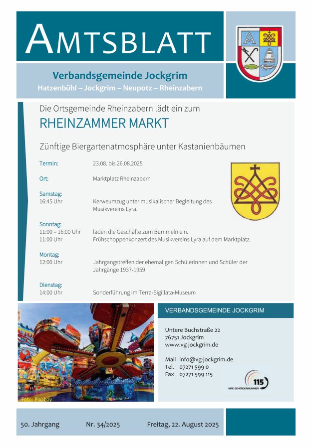 Amtsblatt VG Jockgrim Titelblatt 34/2025