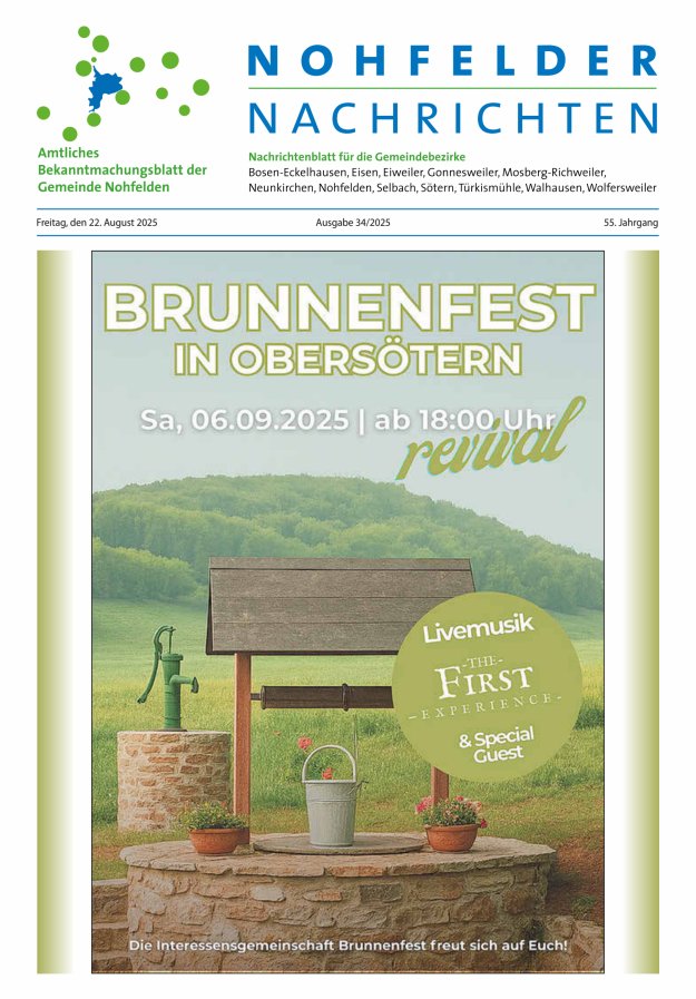 Nohfelder Nachrichten Titelblatt 34/2025
