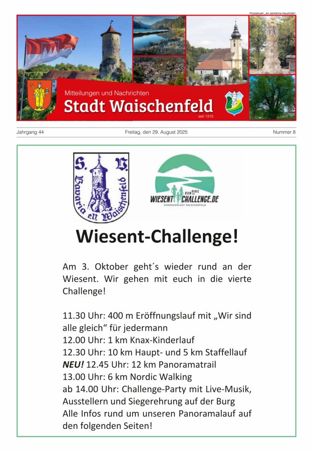 Stadt Waischenfeld - Mitteilungen und andere Nachrichten Titelblatt 08/2025
