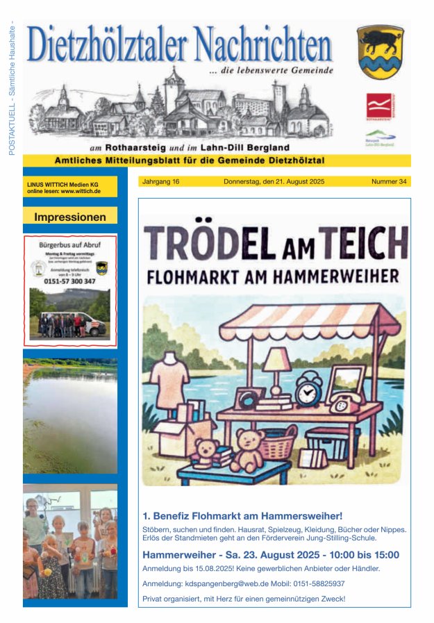 Dietzhölztaler Nachrichten Titelblatt 34/2025