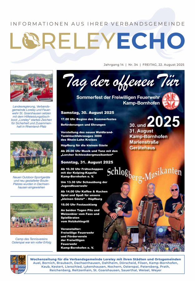 Loreley-Echo - Mitteilungsblatt der Verbandsgemeinde Loreley Titelblatt 34/2025