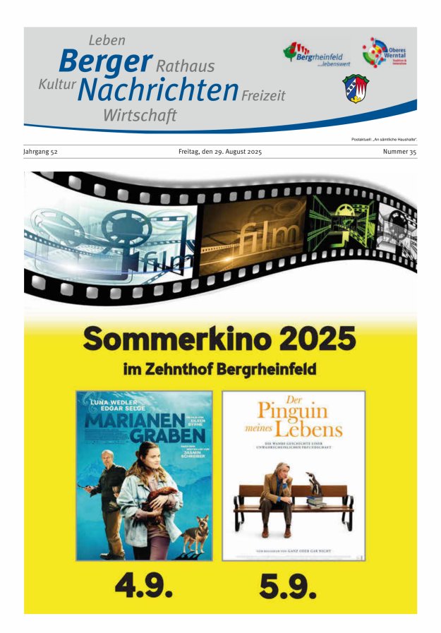 Berger Nachrichten, Bergrheinfeld Titelblatt 35/2025