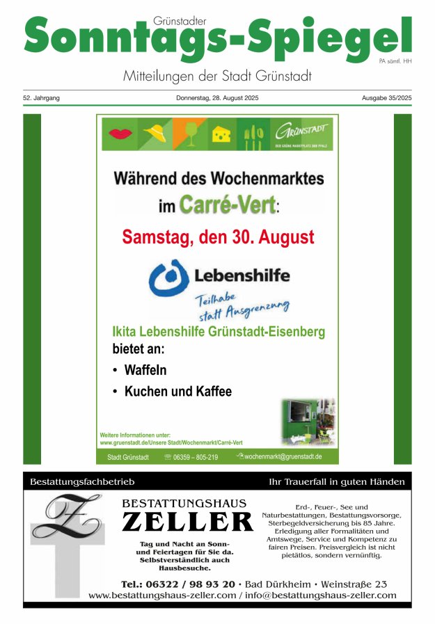 Grünstadter Sonntags-Spiegel Titelblatt 35/2025
