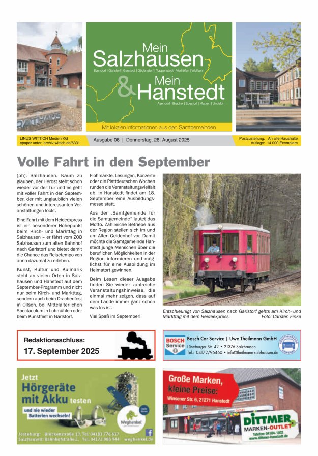 Mein Salzhausen   Mein Hanstedt Titelblatt 08/2025