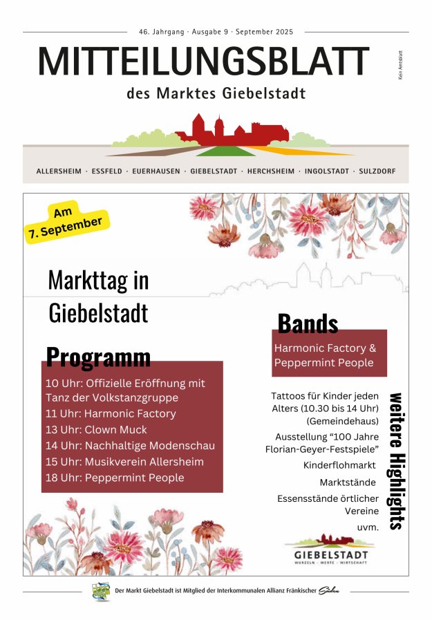 Mitteilungsblatt des Marktes Giebelstadt Titelblatt 09/2025