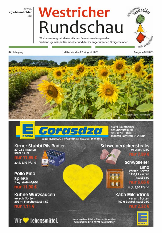 Westricher Rundschau VG Baumholder Titelblatt 35/2025