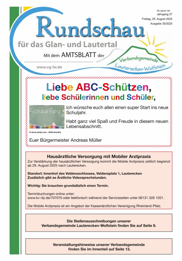 Rundschau für das Glan- und Lautertal Titelblatt 35/2025