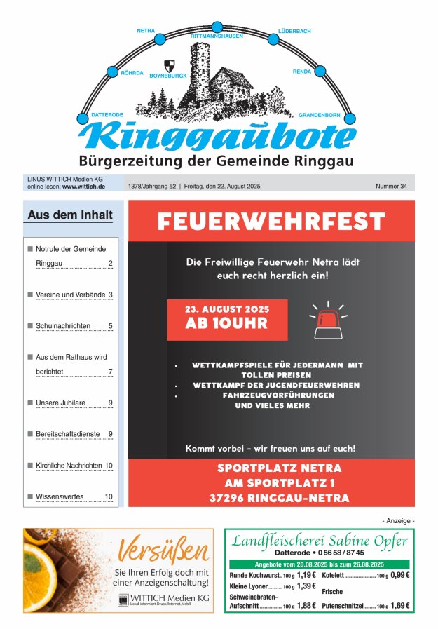 Ringgaubote Titelblatt 34/2025