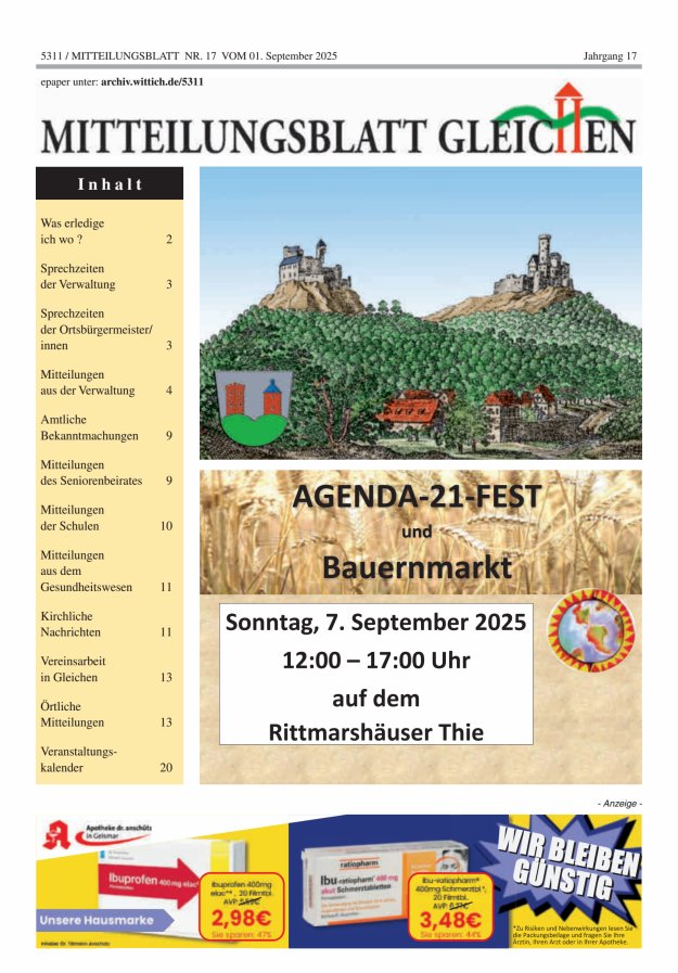 Mitteilungsblatt Gleichen Titelblatt 17/2025
