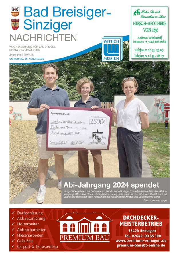 Bad Breisiger-Sinziger Nachrichten Titelblatt 35/2025