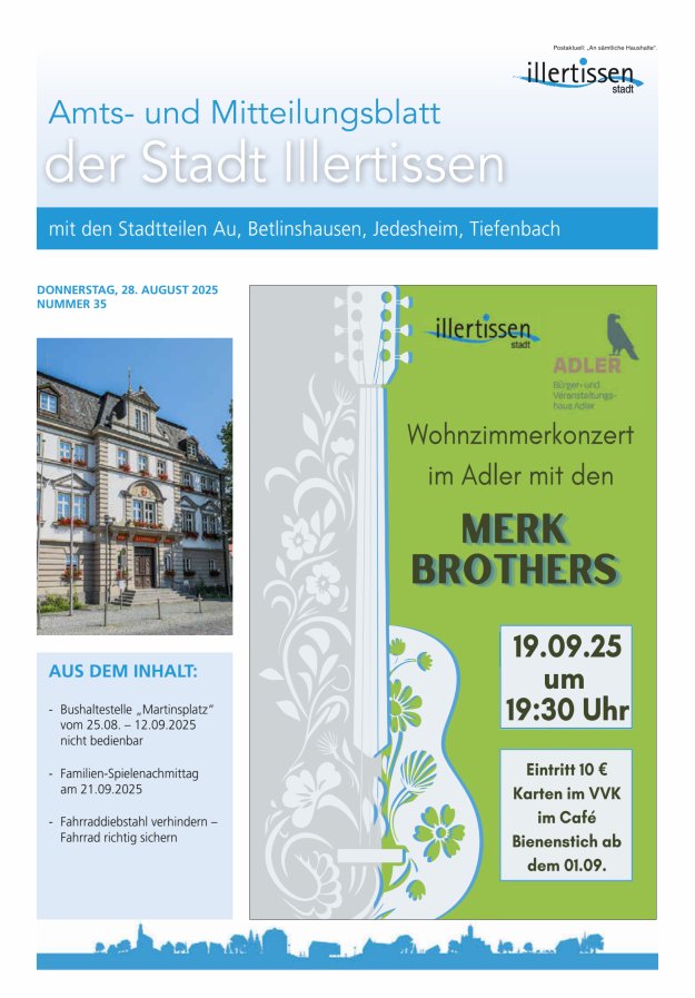 Amts- und Mitteilungsblatt Stadt Illertissen Titelblatt 35/2025