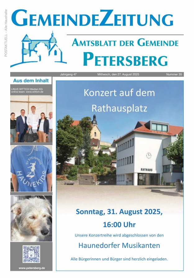 Amtsblatt Blickpunkt Petersberg Titelblatt 35/2025