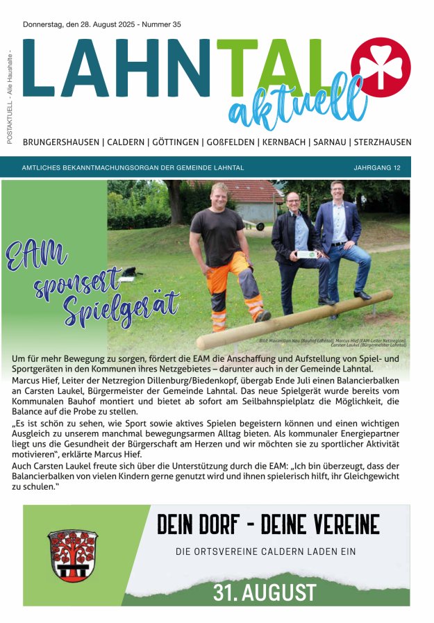 Amtliches Bekanntmachungsorgan der Gemeinde Lahntal Titelblatt 35/2025