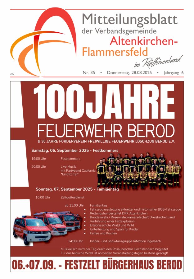 Mitteilungsblatt Verbandsgemeinde Altenkirchen-Flammersfeld Titelblatt 35/2025