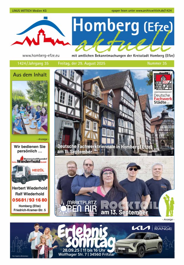 Homberg Efze aktuell Titelblatt 35/2025