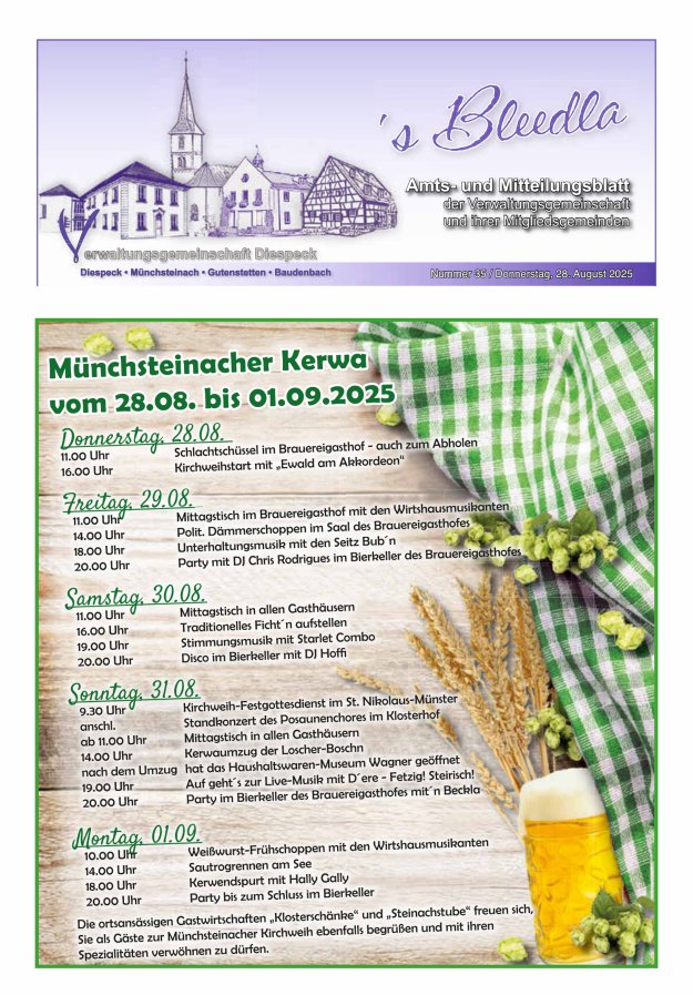 Amts- und Mitteilungsblatt VGem Diespeck Titelblatt 35/2025