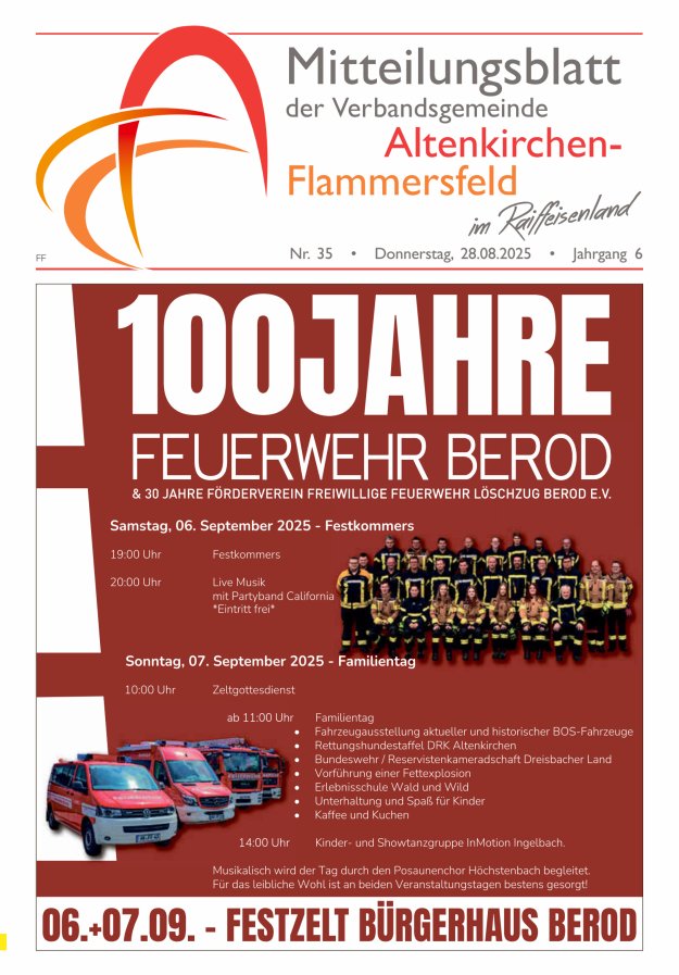 Mitteilungsblatt Verbandsgemeinde Altenkirchen-Flammersfeld Ausg Flammersfeld Titelblatt 35/2025