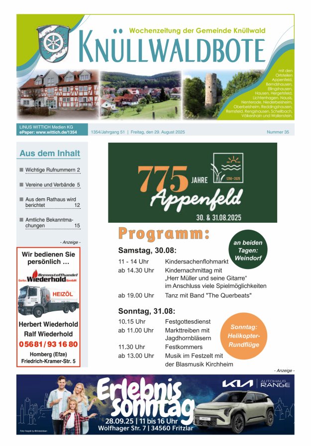 Knüllwaldbote Titelblatt 35/2025