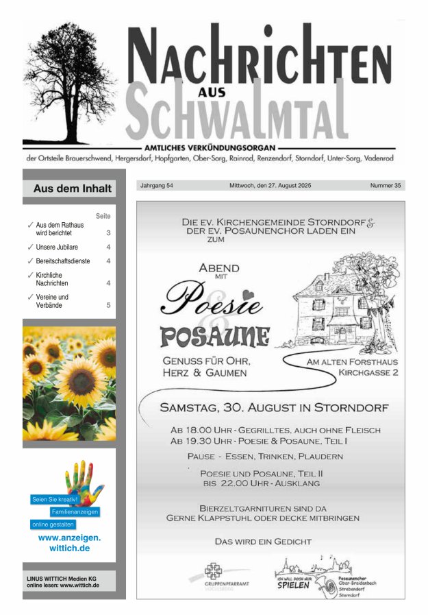 Nachrichten aus Schwalmtal Titelblatt 35/2025