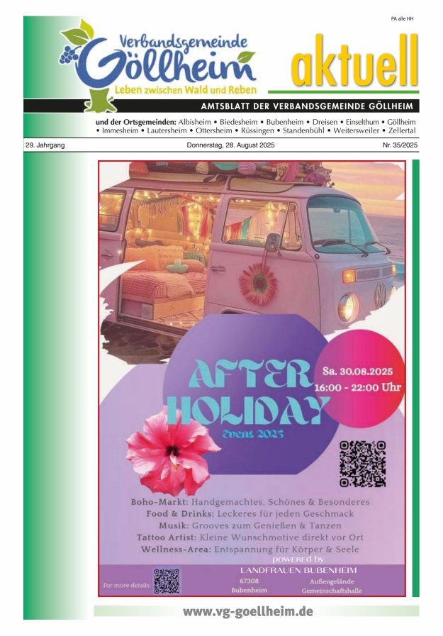 Verbandsgemeinde Göllheim aktuell Titelblatt 35/2025