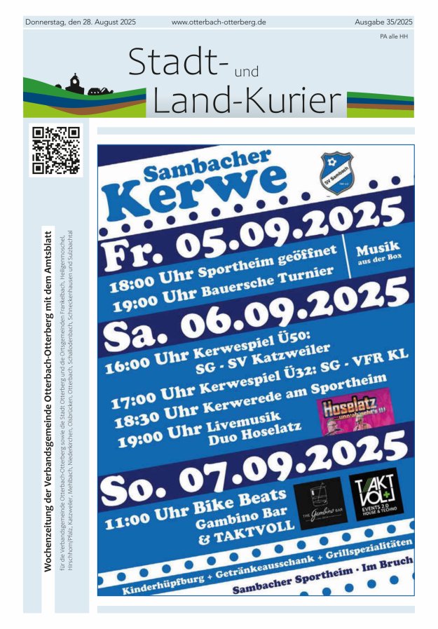 Stadt- und Land-Kurier Otterbach-Otterberg Titelblatt 35/2025
