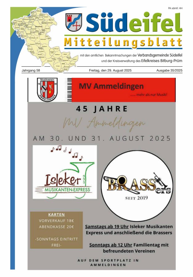 Mitteilungsblatt Südeifel Titelblatt 35/2025
