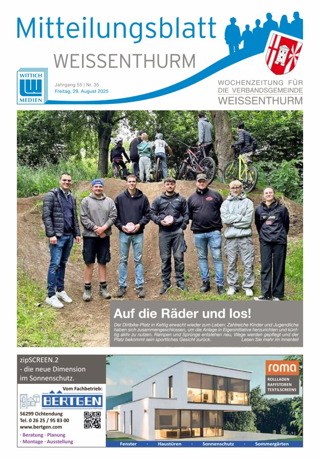 Mitteilungsblatt für den Bereich der Verbandsgemeinde Weißenthurm Titelblatt 35/2025