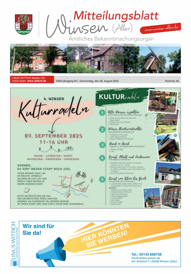 Mitteilungsblatt der Gemeinde Winsen Titelblatt 35/2025