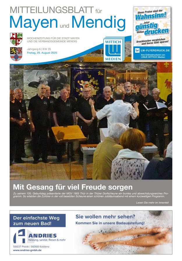Mitteilungsblatt für Mayen und Mendig Titelblatt 35/2025