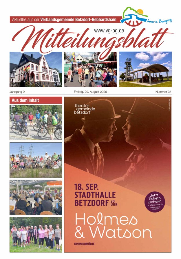 Aktuelles aus der VG Betzdorf-Gebhardshain Ausgabe Gebhardshain Titelblatt 35/2025