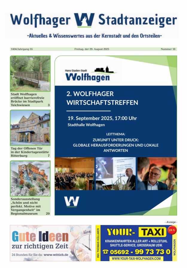 Wolfhager Stadtanzeiger Titelblatt 18/2025