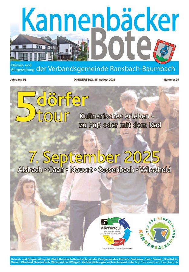 Kannenbäcker-Bote der Verbandsgemeinde Ransbach-Baumbach Titelblatt 35/2025