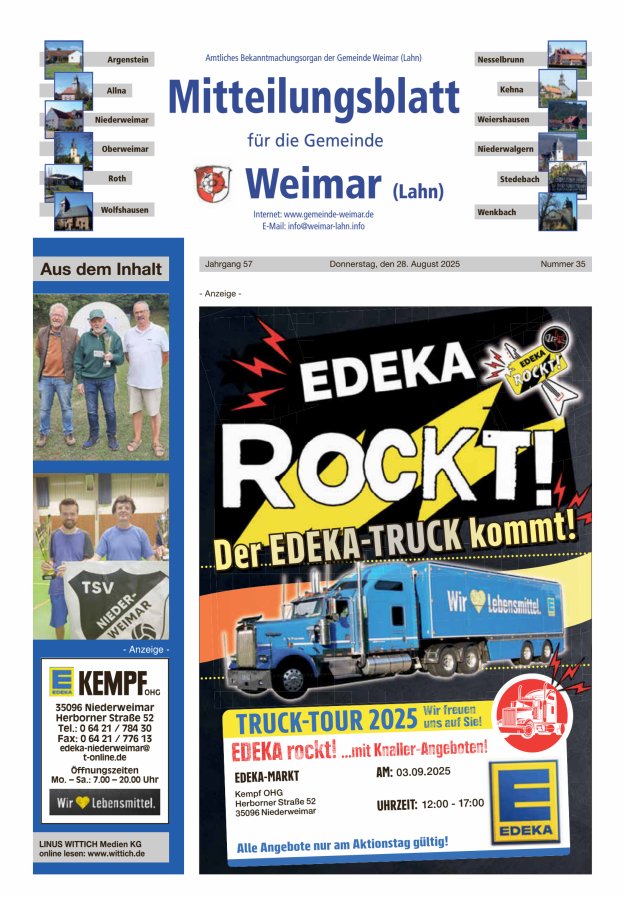 Mitteilungsblatt für die Gemeinde Weimar Titelblatt 35/2025