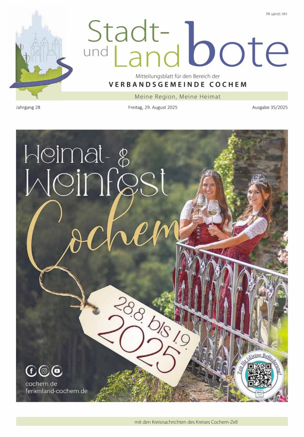 Stadt- und Landbote VG Cochem Titelblatt 35/2025
