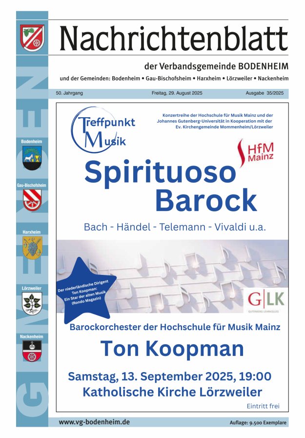 Nachrichtenblatt der VG Bodenheim              Titelblatt 35/2025