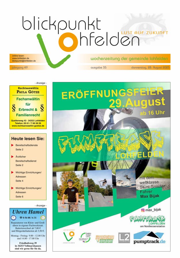 Blickpunkt Lohfelden Titelblatt 35/2025