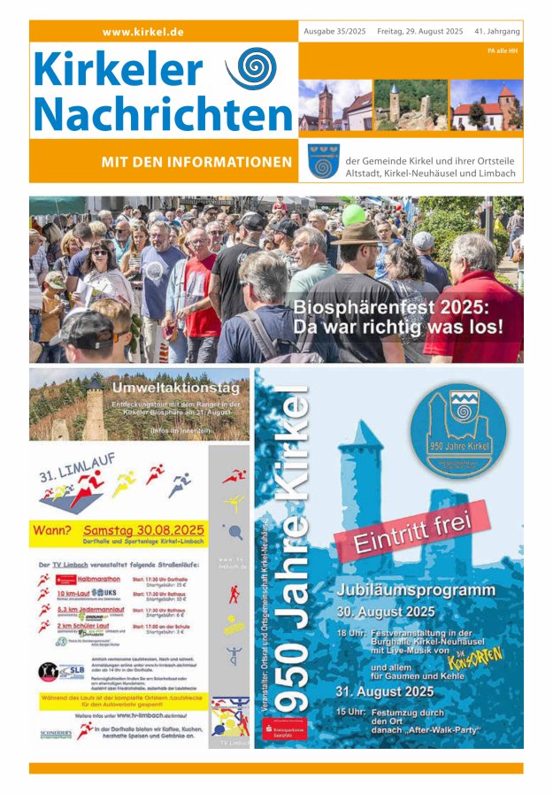 Kirkeler Nachrichten Titelblatt 35/2025