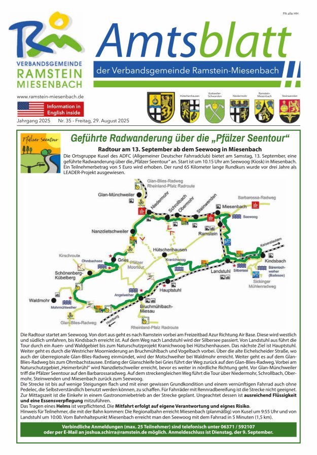 Amtsblatt VG Ramstein-Miesenbach Titelblatt 35/2025
