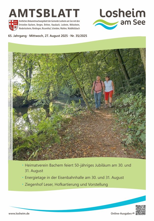 Amtliches Bekanntmachungsblatt der Gemeinde Losheim am See Titelblatt 35/2025